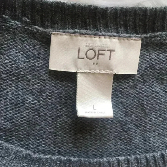 Loft Gray Jeweled Rhinestone Crew Neck Sweater - Picture 6 of 8